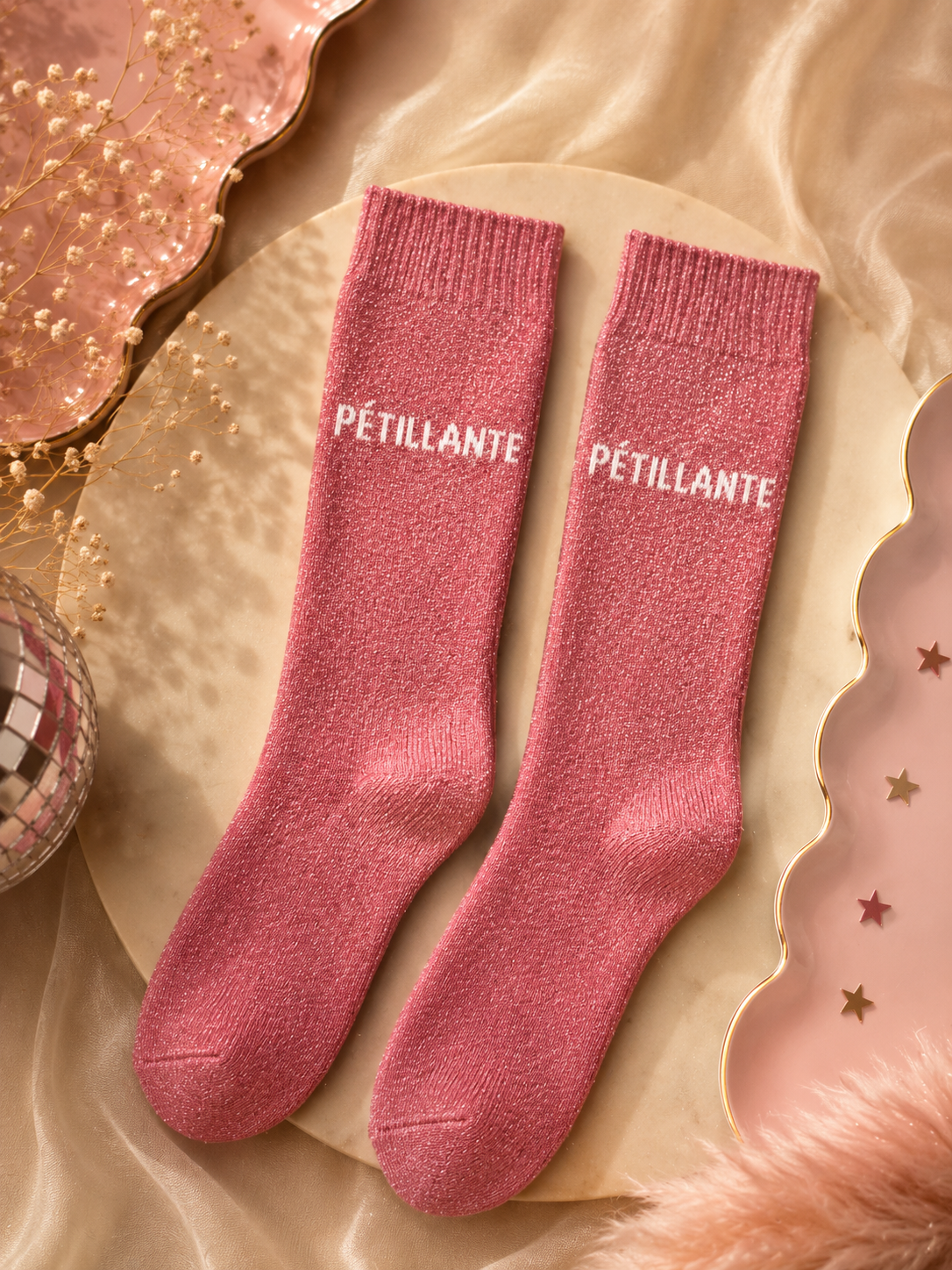 Paire de chaussette fun "PETILLANTE" rose