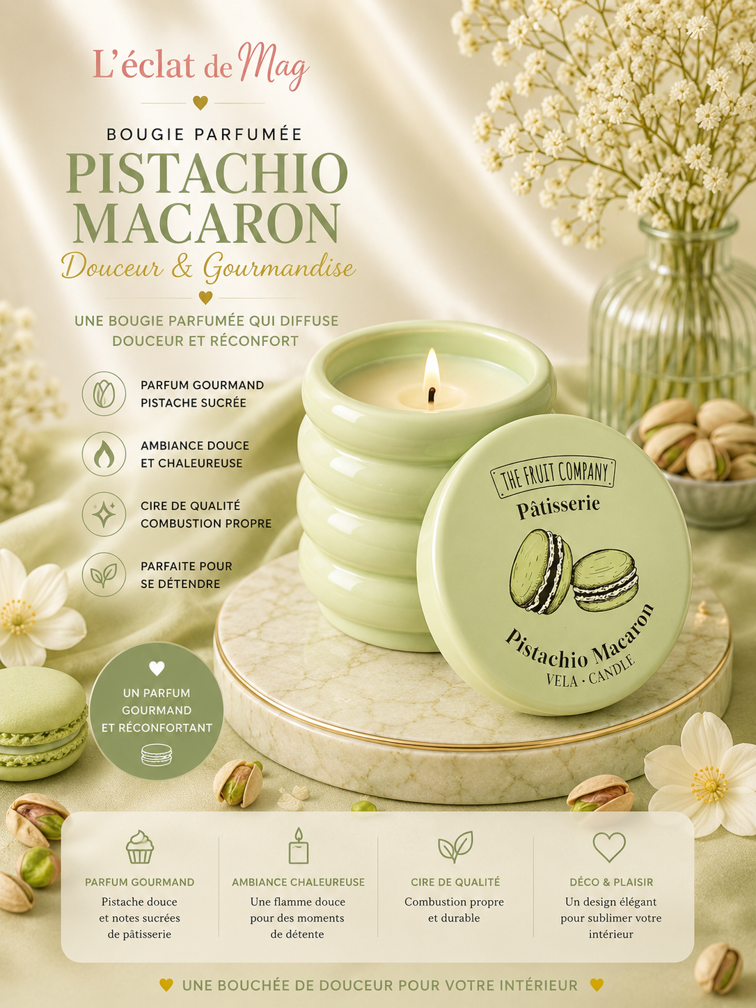 Bougie pistache macaron