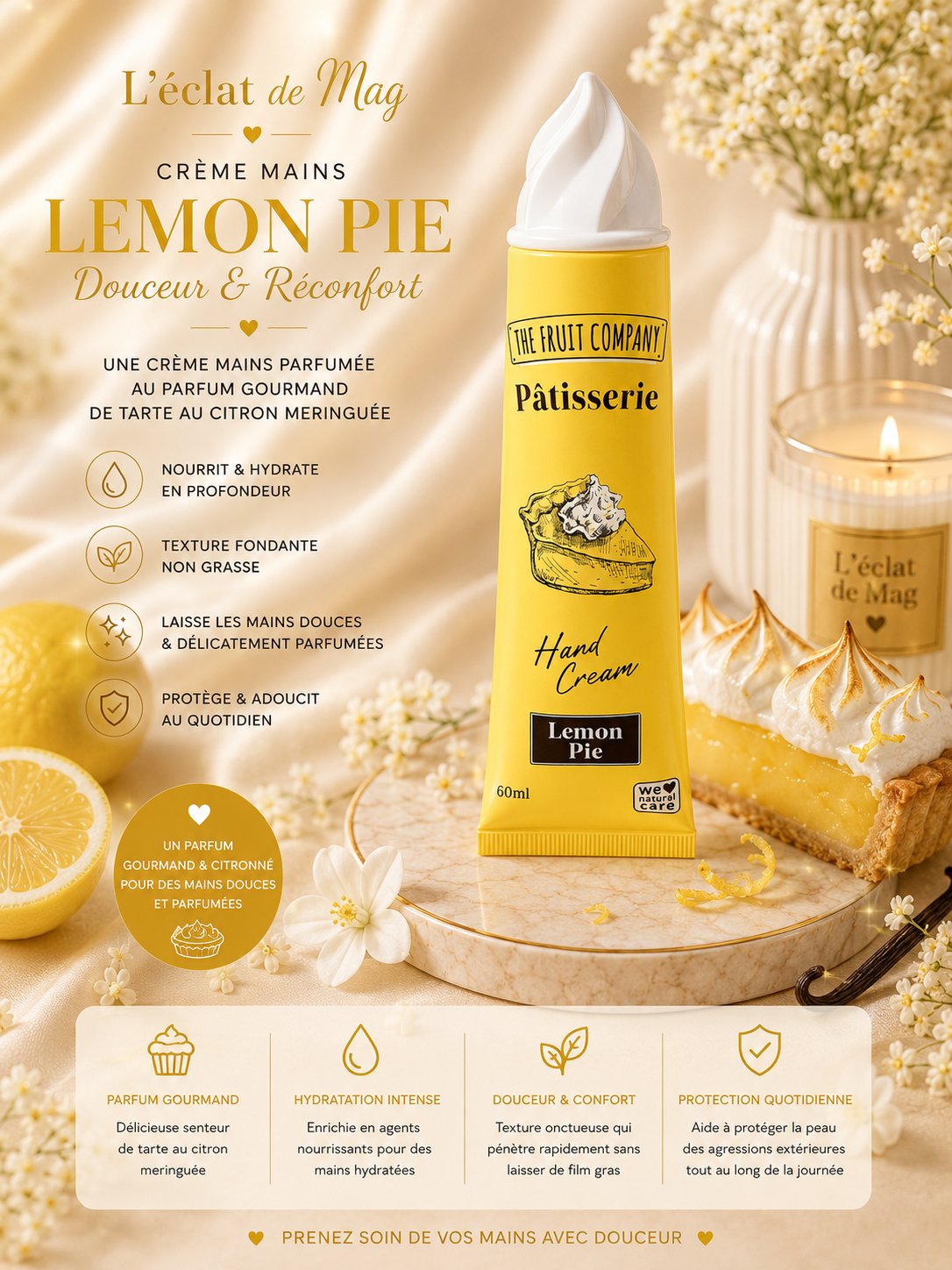 Crème mains tarte au citron